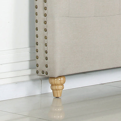 Bed Head Double Size French Provincial Headboard Upholsterd Fabric Beige