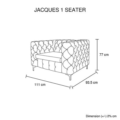 3+2+1 Seater Sofa Classic Button Tufted Lounge in Black Velvet Fabric with Metal Legs