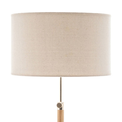 165cm Large Extendable Bamboo Tripod Floor Lamp Linen Shade Shelving