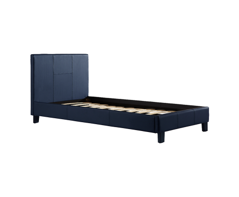 Single PU Leather Bed Frame Blue