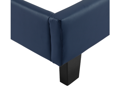 Single PU Leather Bed Frame Blue