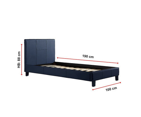 Single PU Leather Bed Frame Blue