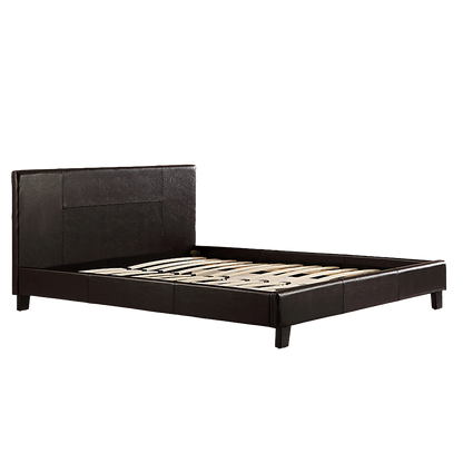 Queen PU Leather Bed Frame Brown