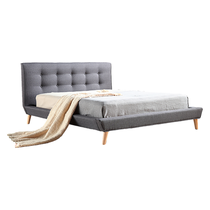 Double Linen Fabric Deluxe Bed Frame Grey