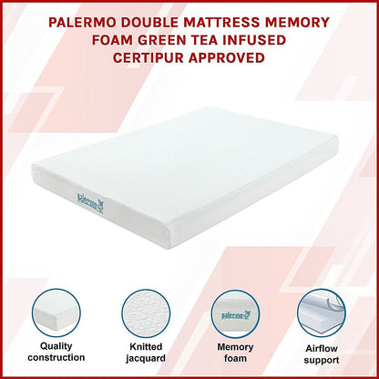 Palermo Double Mattress Memory Foam Green Tea Infused CertiPUR Approved
