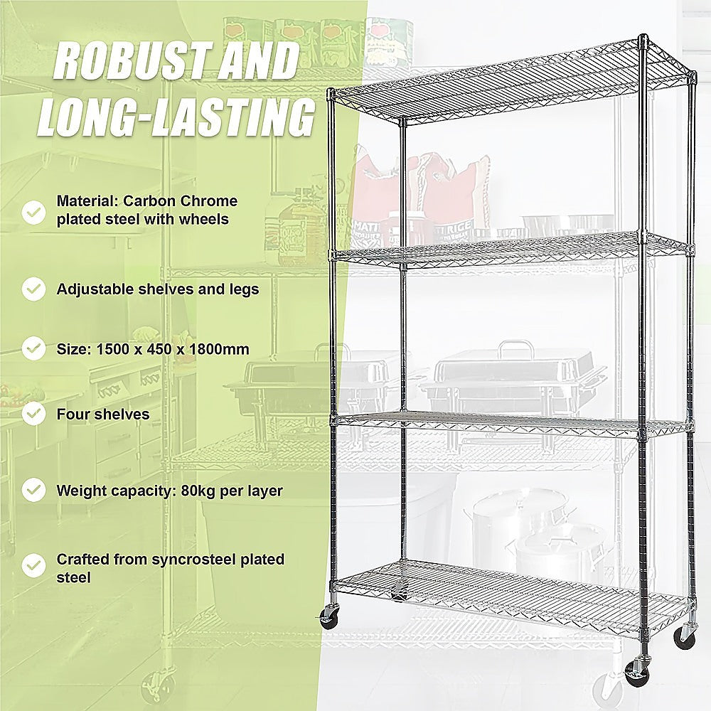 Modular Wire Storage Shelf 1500 x 450 x 1800mm Steel Shelving