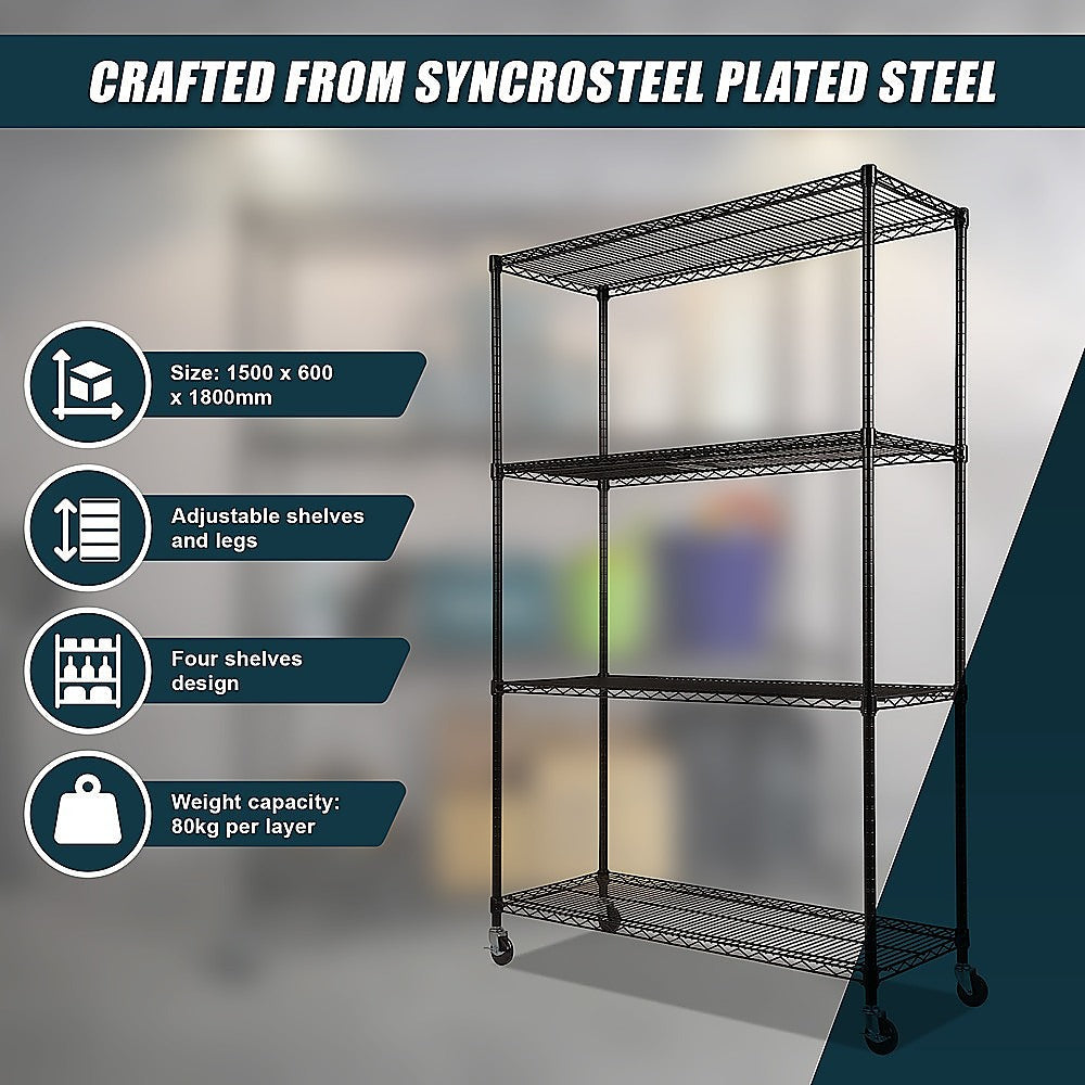 Modular Wire Storage Shelf 1500 x 450 x 1800mm Steel Shelving