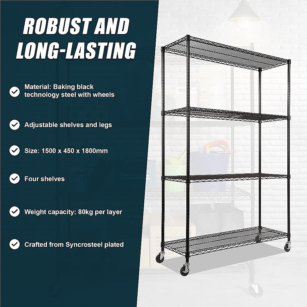 Modular Wire Storage Shelf 1500 x 450 x 1800mm Steel Shelving