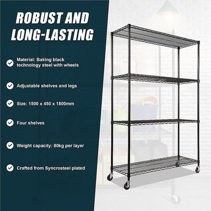 Modular Wire Storage Shelf 1500 x 450 x 1800mm Steel Shelving