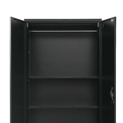 Two-Door Metal Cabinet Shelf Storage for Home Office Gym