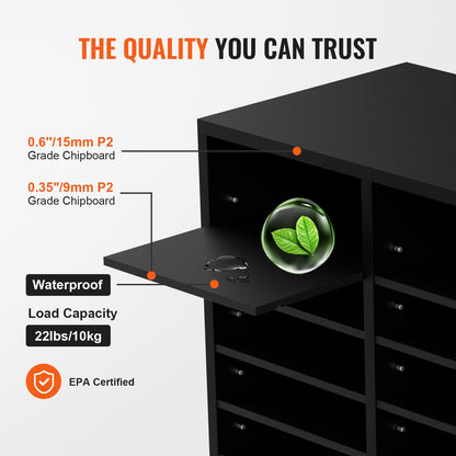 VEVOR Wood Literature Organizer Adjustable File Sorter 24 Compartments Black