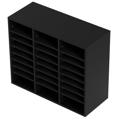 VEVOR Wood Literature Organizer Adjustable File Sorter 24 Compartments Black