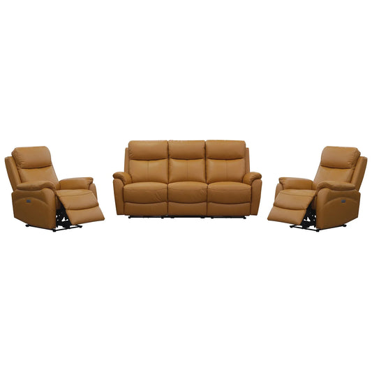 Enzo Leather Electric Recliner Lounge Set - Tangerine