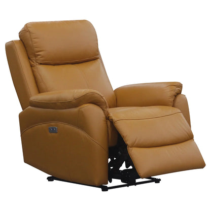 Enzo Leather Electric Recliner Lounge Set - Tangerine