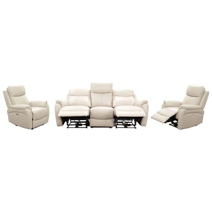 Enzo Leather Electric Recliner Lounge Set - Silver