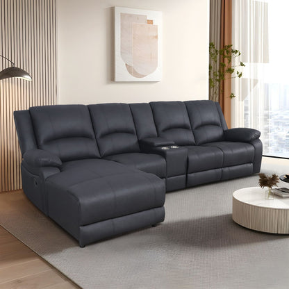 Captain Fabric Recliner RHF 3 Seater Chaise Lounge Sofa - Onyx