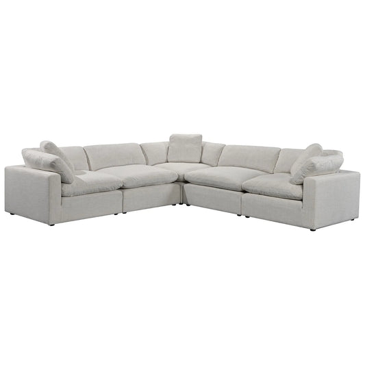 Claudine Fabric Corner Modular Lounge Sofa with Ottoman - Beige