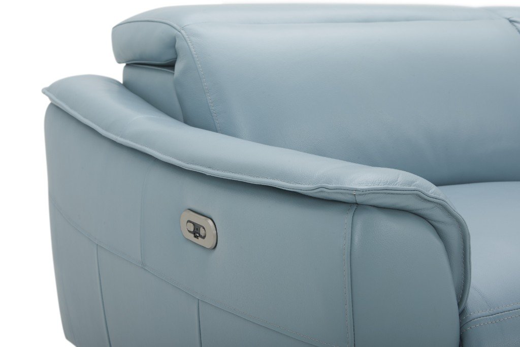 Darcy 2 Seater Leather Electric Recliner & RHF Chaise - Blue