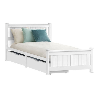 Wooden Bed Frame Timber Single Size RIO Kids Adults Storage Drawers Base