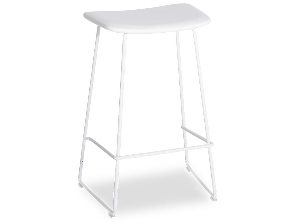 Winnie Stool - White - White Leather  - 76cm (Commercial Bar Height)