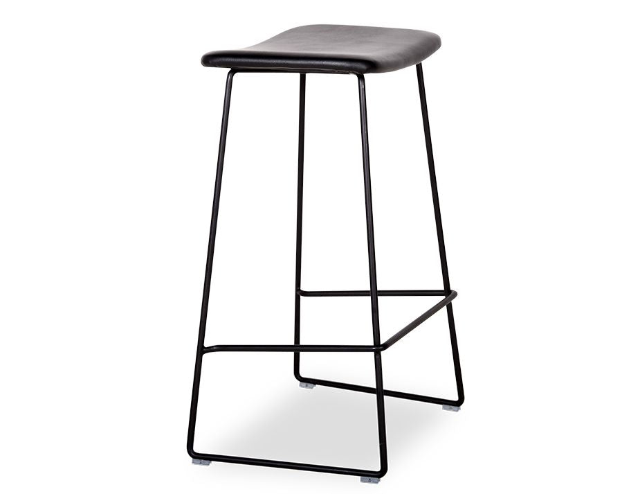 Winnie Stool - Italian Black Leather