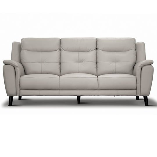 Reeves 3 Seater Leather Sofa - Silver