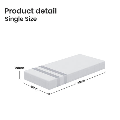 BedStory Single Memory Foam Mattress 20cm Cooling Gel Foam Mattress in a Box Medium Soft Feel