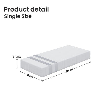 BedStory Single Memory Foam Mattress 25cm Cooling Gel Foam Mattress in a Box Medium Feel