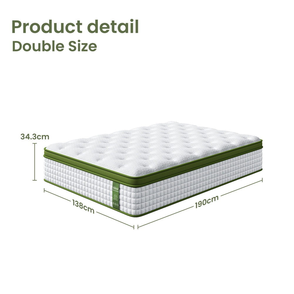 BedStory Double Mattress 34cm Medium - Hybrid Mattress for Pressure Relief Motion Isolation