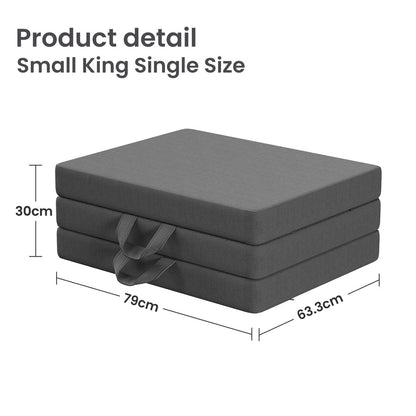 BedStory Folding Mattress Small King Single Trifold Mattress Firm Support Foam Washable Cover 15cm