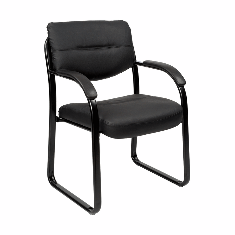 Client Visitor Chair with Arms – Black PU