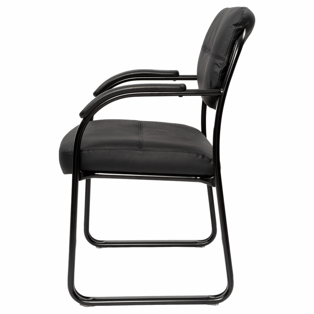 Client Visitor Chair with Arms – Black PU
