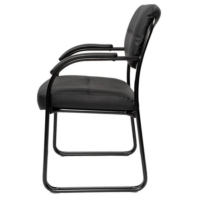 Client Visitor Chair with Arms – Black PU