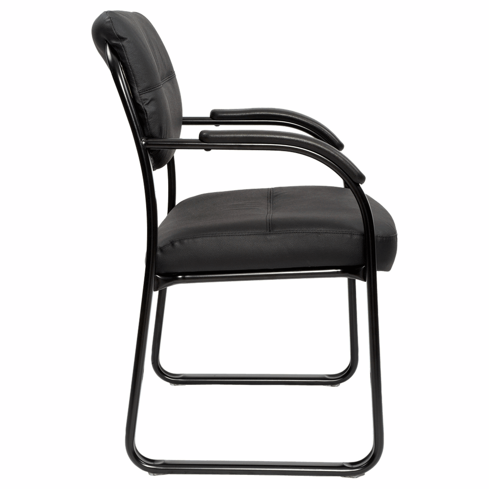 Client Visitor Chair with Arms – Black PU