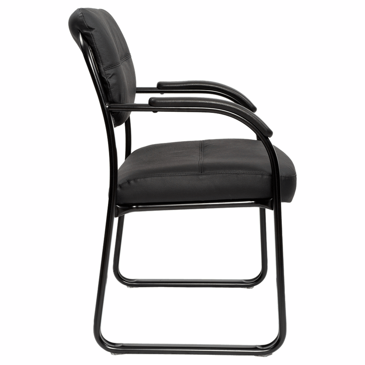 Client Visitor Chair with Arms – Black PU
