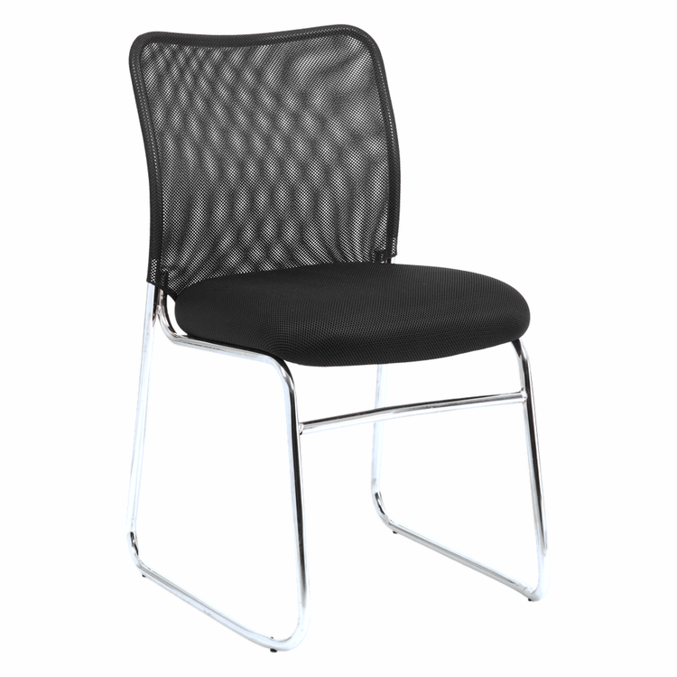 Studio Stacking Chair – Black Mesh & Chrome