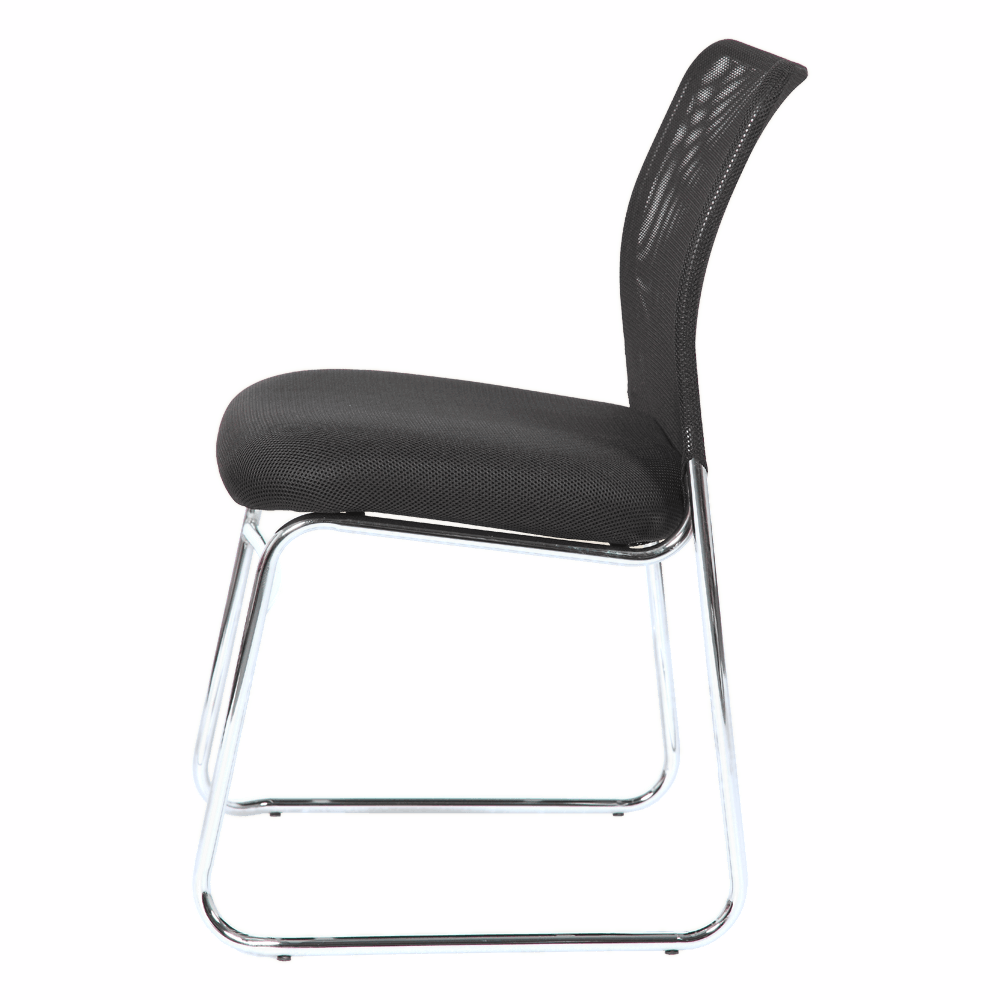 Studio Stacking Chair – Black Mesh & Chrome