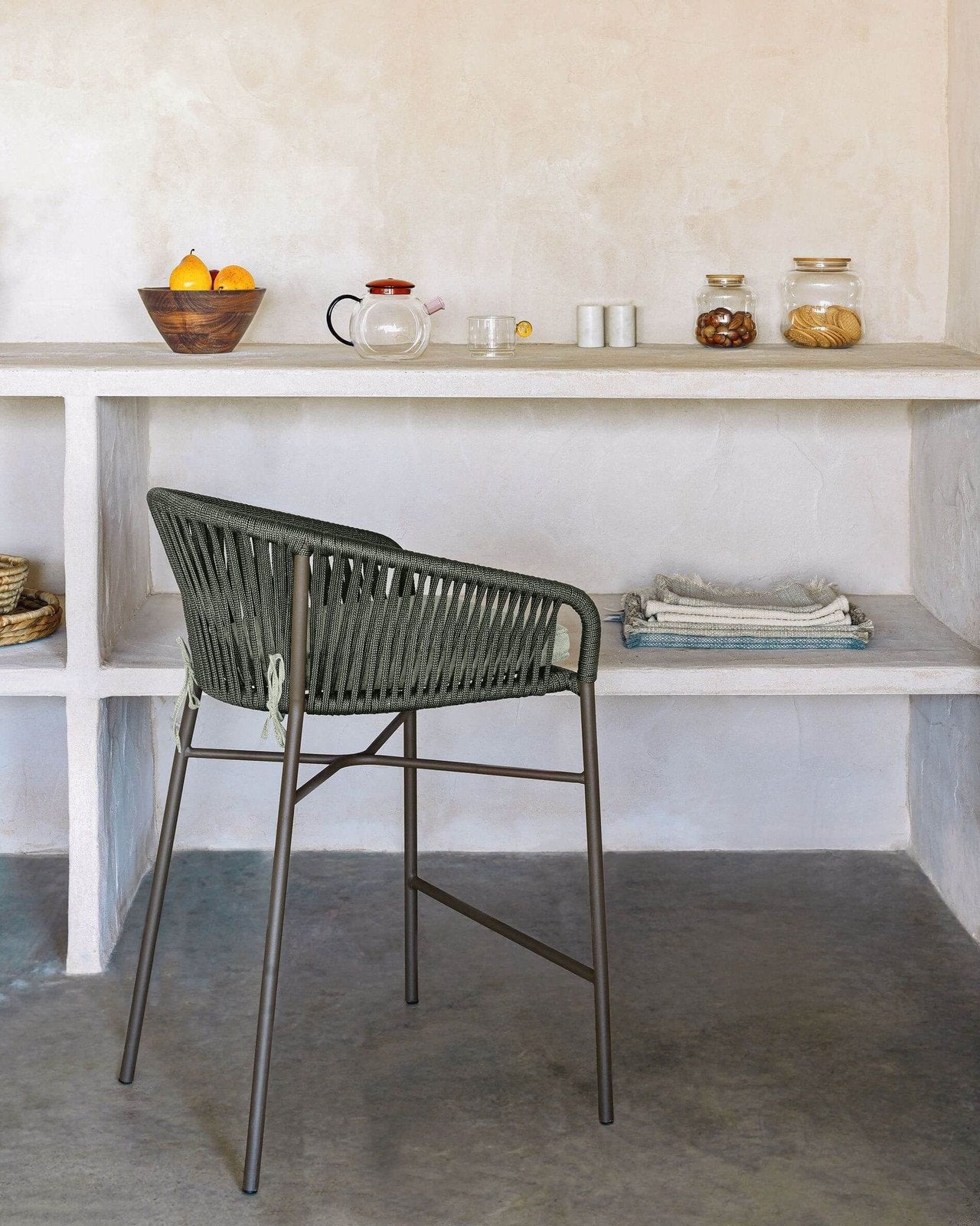 Yanet Woven 65cm Barstool - Dark Green