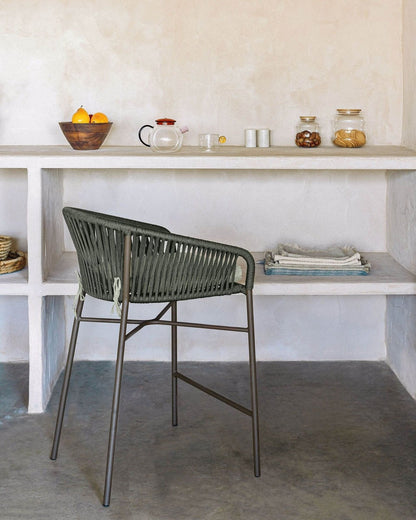 Yanet Woven 65cm Barstool - Dark Green