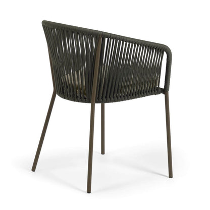 Set of 2 - Yanet Woven Dining Chair - Dark Green
