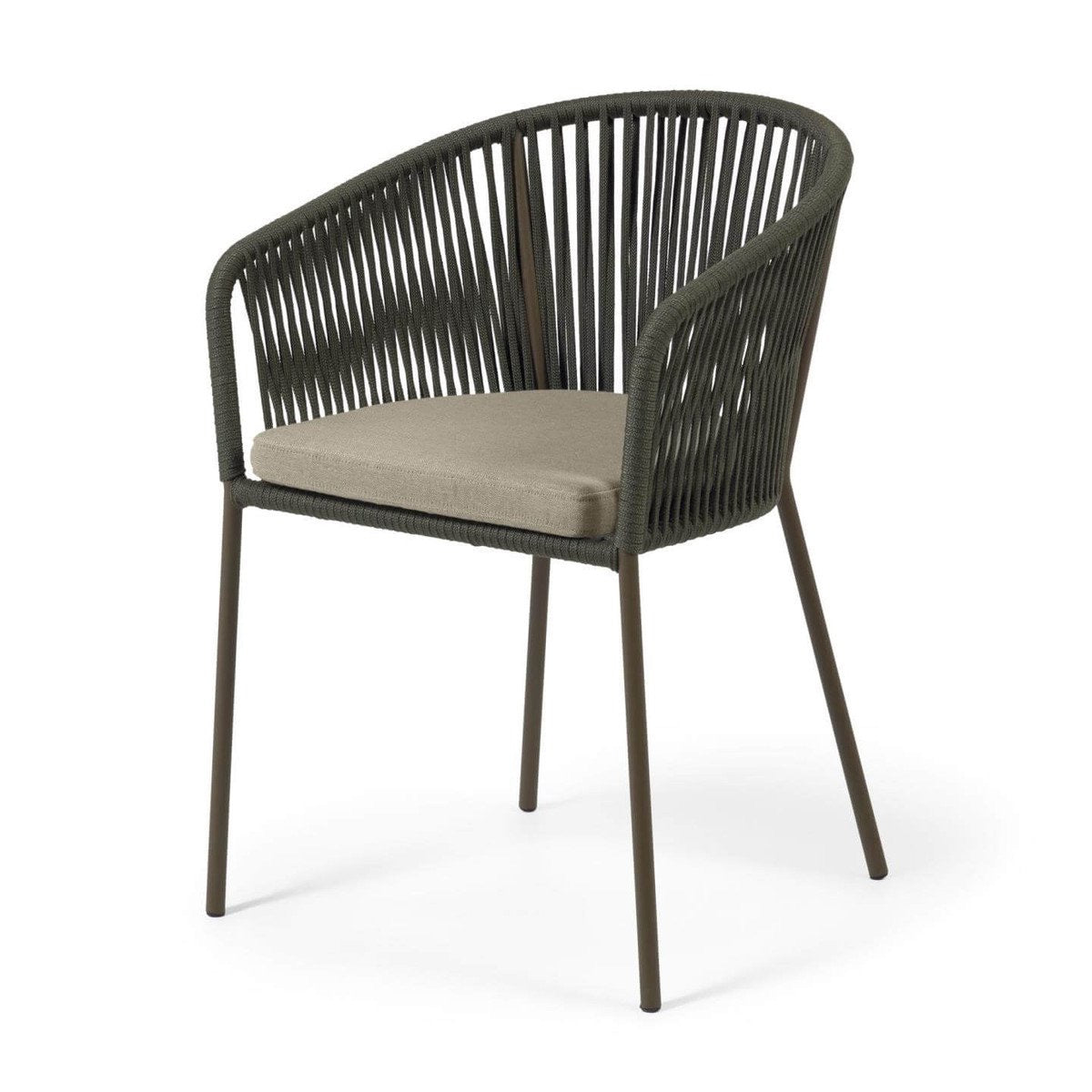 Set of 2 - Yanet Woven Dining Chair - Dark Green