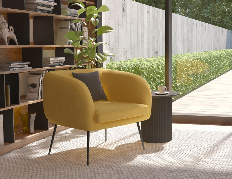 Amour Lounge Chair - Tuscan Yellow - Matt Black Legs