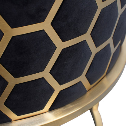 CLC2612-BS Lounge Chair In Black Velvet Seat - Brushed Gold