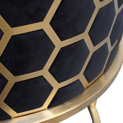 Lounge Chair In Black Velvet Seat - Brushed Gold