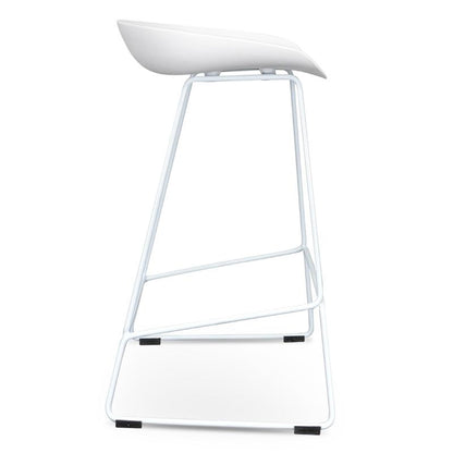 65cm Bar Stool - white Seat With white metal Frame