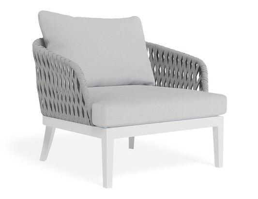 Alma Lounge Chair - Outdoor - Single - White - Light Grey Cushion