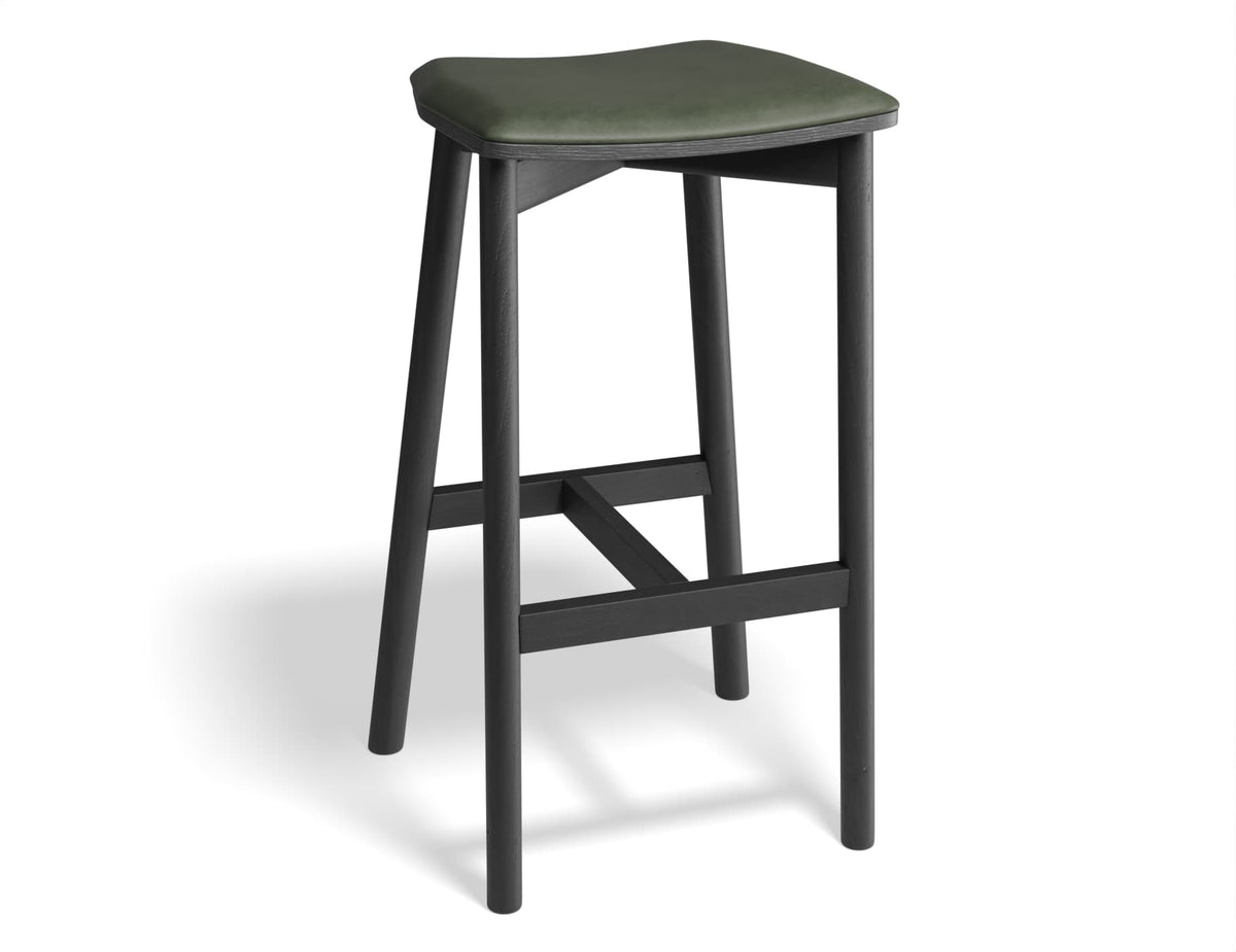 Andi Stool - Black - Backless with Pad - Upholstered Seat
