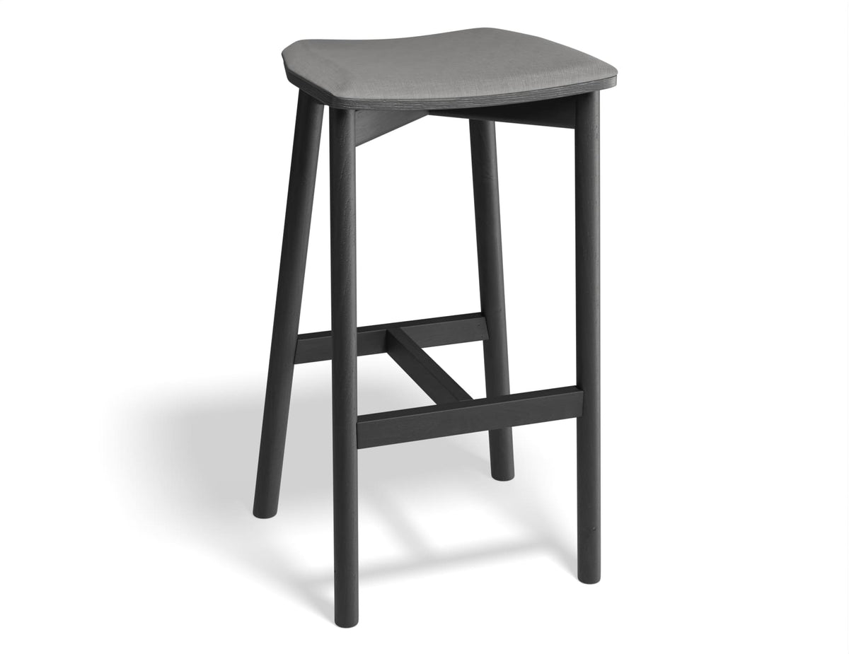Andi Stool - Black - Backless with Pad - Upholstered Seat