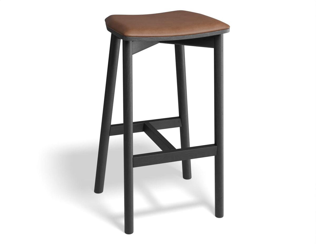 Andi Stool - Black - Backless with Pad - Upholstered Seat