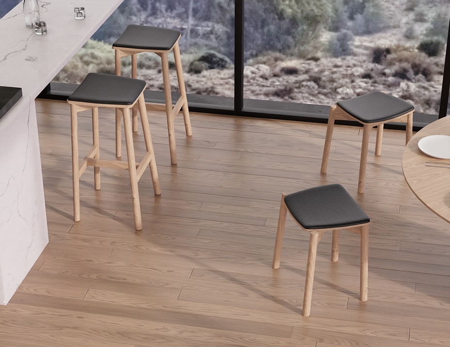 Andi Stool - Natural Finish - Backless with Pad